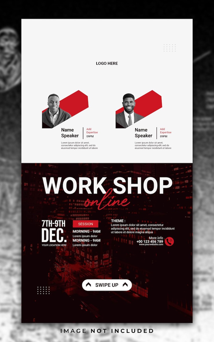 PSD workshop online instagram story and social media banner template