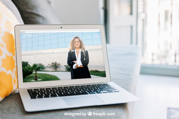 workspace composition with modern laptop