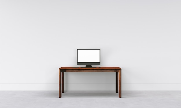 PSD workspace desk with wall in home interior