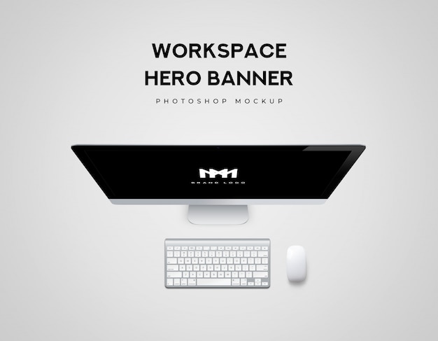 Workspace hero баннер и экран рабочего стола компьютера