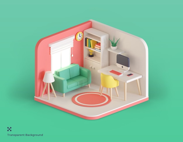 Workspace isometric 3d illustration