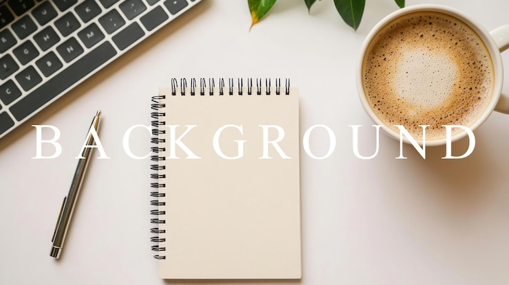PSD workspace with coffee notebook and pen