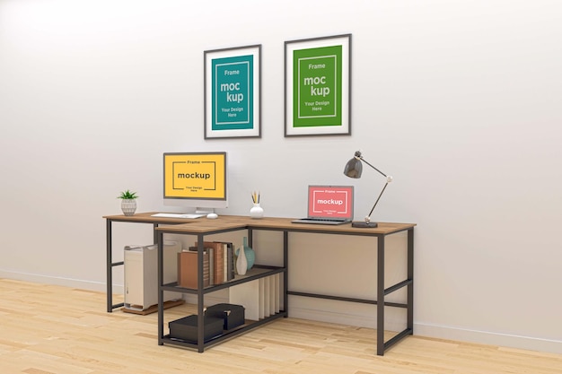 workstation frame and screen mockup