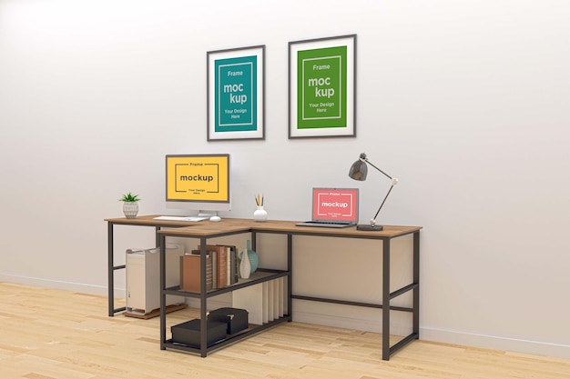 PSD workstation frame and screen mockup