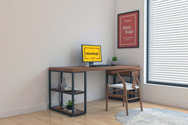 PSD workstation frame and screen mockup