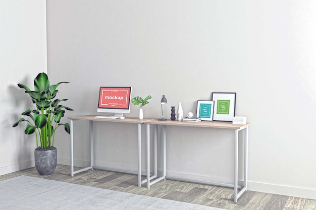 workstation frame and screen mockup