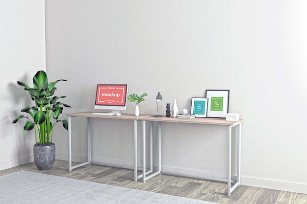 PSD workstation frame and screen mockup