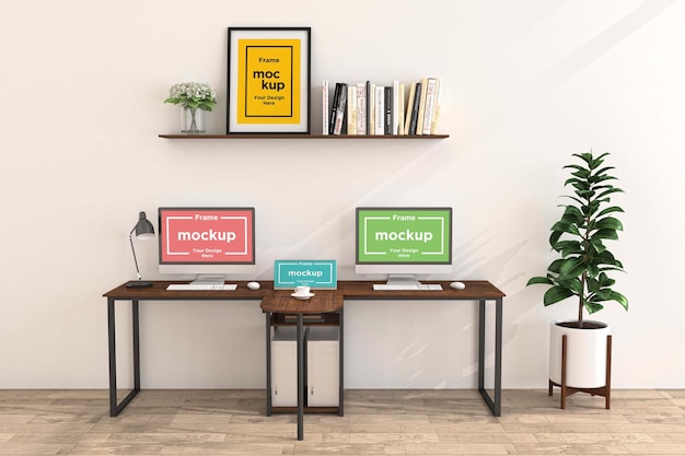 PSD workstation frame and screen mockup