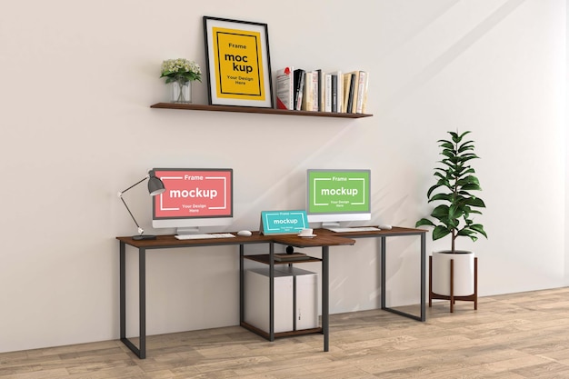 PSD workstation frame and screen mockup