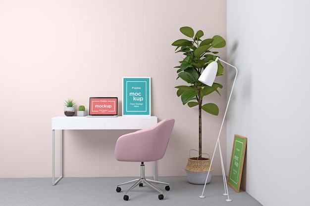 PSD workstation frame and screen mockup