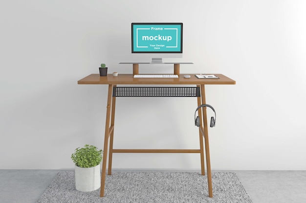 PSD workstation frame and screen mockup