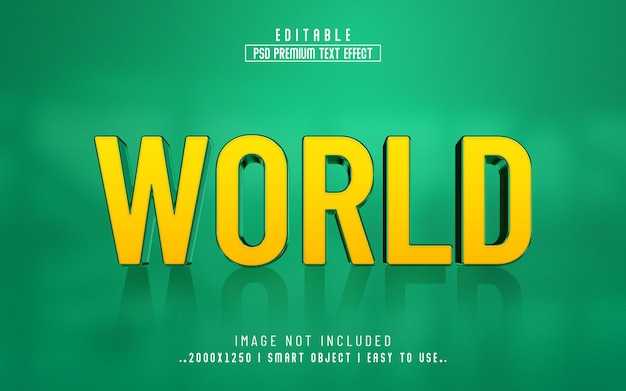 PSD world 3d editable text effect psd with  premium background
