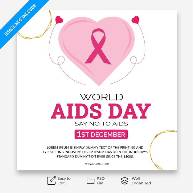 PSD world aids awareness  social media post design aid day awareness