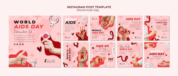 PSD world aids day instagram posts