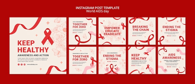 PSD world aids day instagram posts