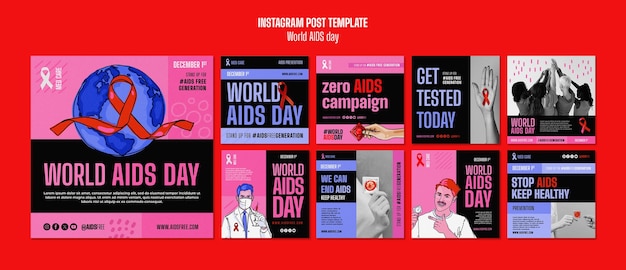 PSD post su instagram per la giornata mondiale contro l'aids