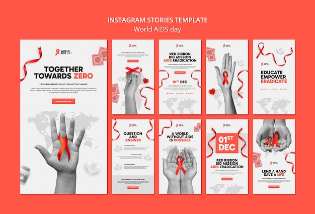 PSD storie instagram per la giornata mondiale contro l'aids