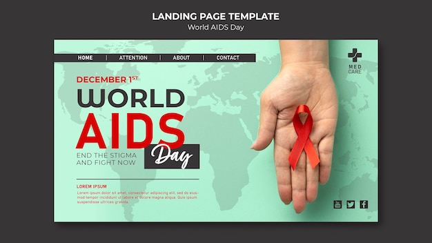 PSD modello di pagina di destinazione della giornata mondiale dell'aids