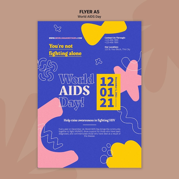 PSD world aids day print template with colorful details