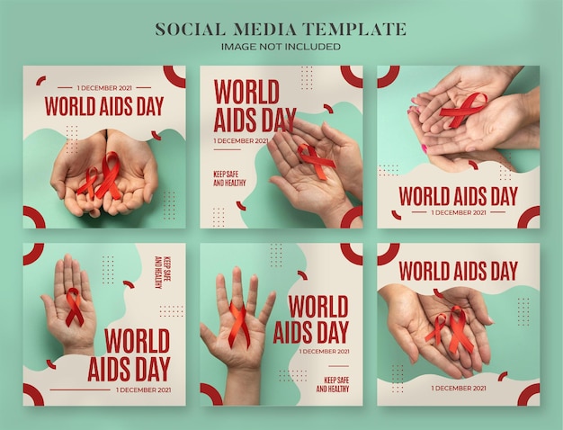 PSD banner per i social media della giornata mondiale contro l'aids e modello di post su instagram