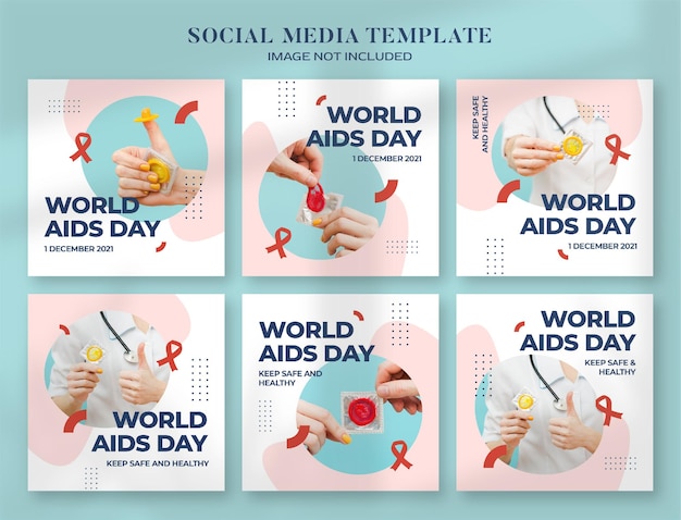 world aids day social media banner and instagram post template