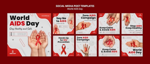 PSD post sui social per la giornata mondiale dell'aids