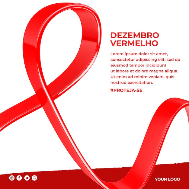 World aids day social media template dezembro vermelho in brazil