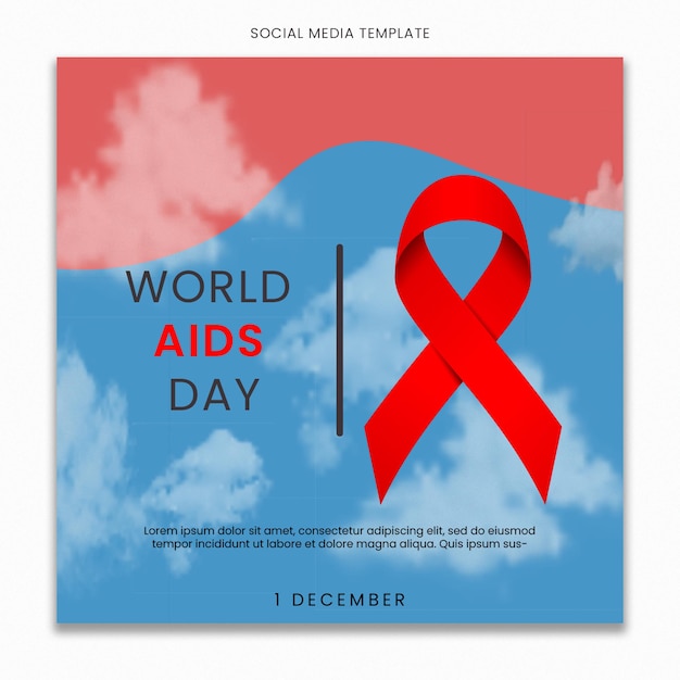 World aids day social media template for instagram post feed