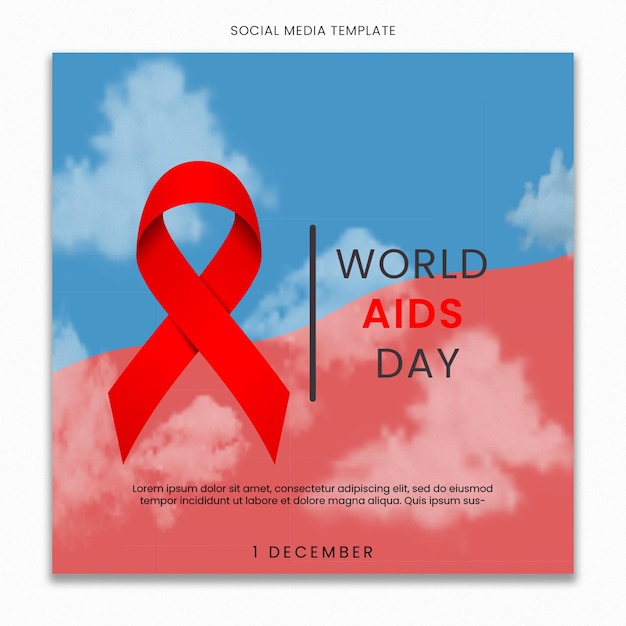 Modello di social media per la giornata mondiale contro l'aids per il feed dei post di instagram