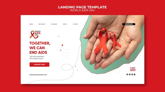 PSD world aids day web template with red details