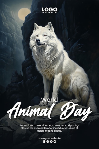 PSD 세계 동물의 날 배경 및 포스터 디자인 멋진 서사시 동물
