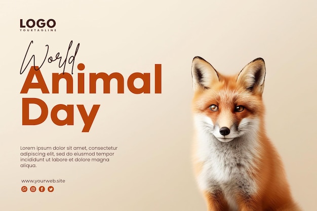 World animal day background banner and social media posts