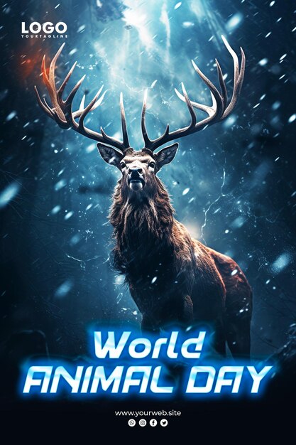 PSD world animal day background and poster design awesome epic animal