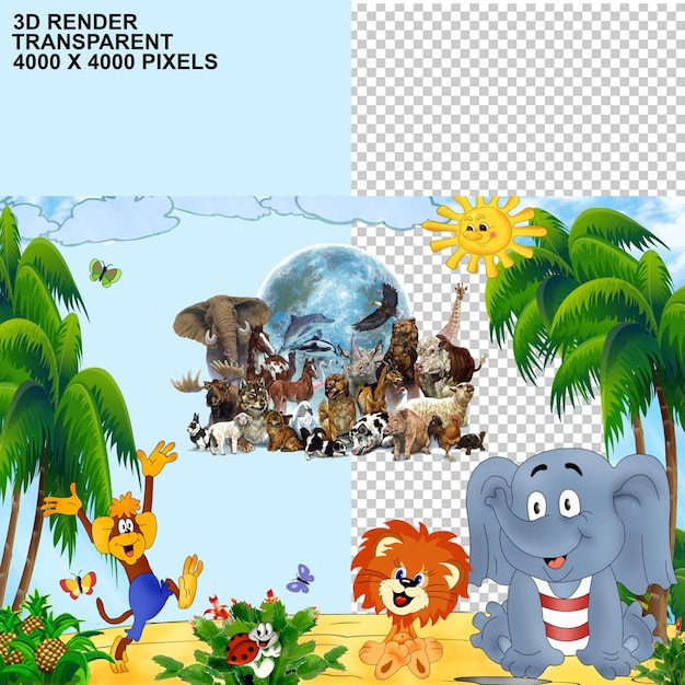 世界動物日 地球上的野生動物 PSDPNG