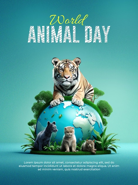 World animal day flyer template
