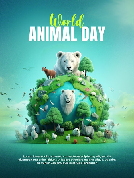 PSD world animal day flyer