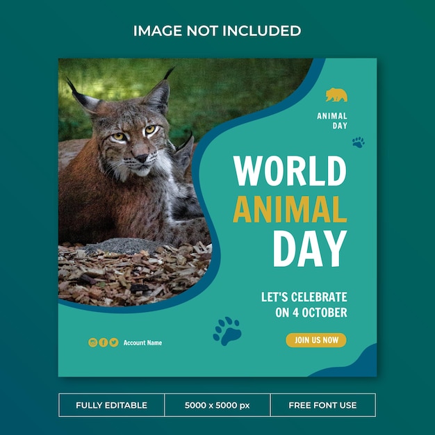 세계 동물의 날 인스타그램 포스트 소셜 미디어 템플릿