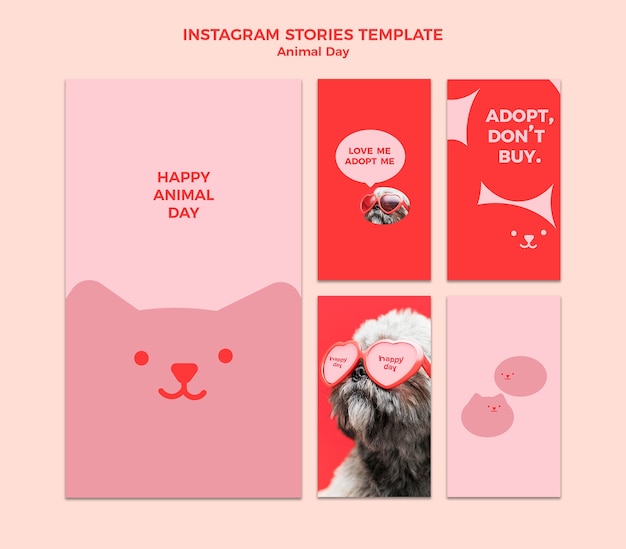 PSD world animal day instagram stories collection with dogs