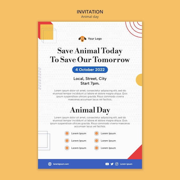 PSD world animal day invitation template