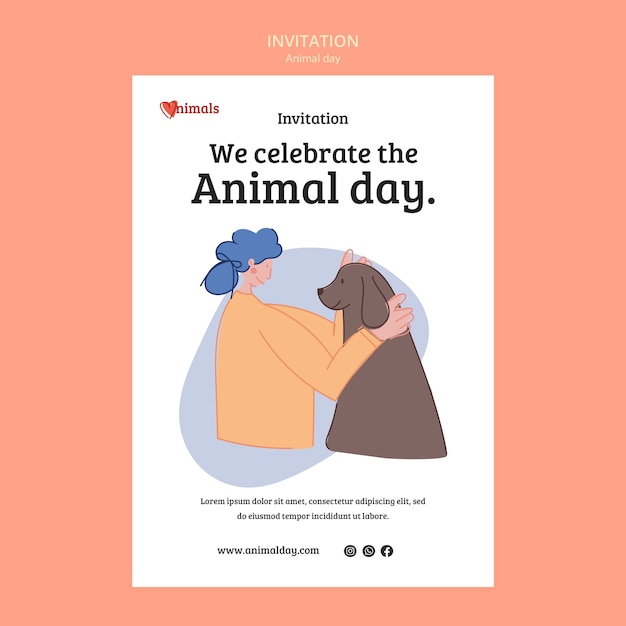 PSD Шаблон приглашения на всемирный день животных