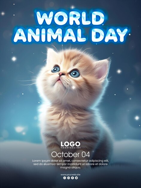 PSD world animal day with baby cat background