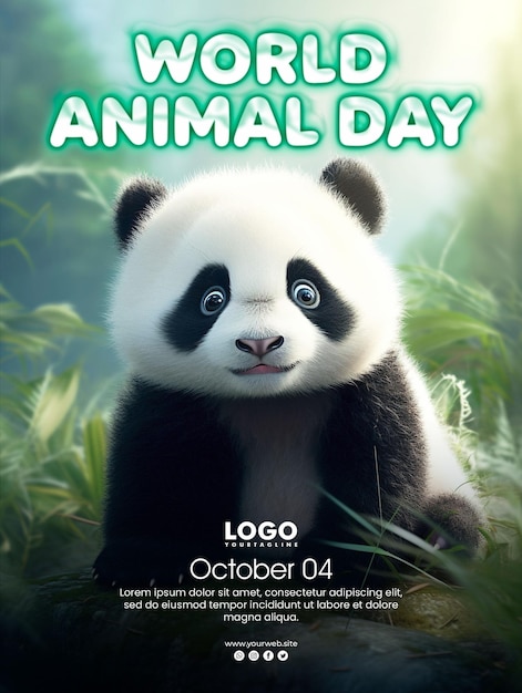 World animal day with panda background