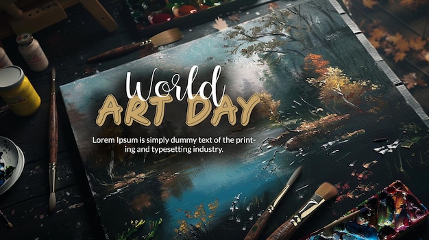 PSD world art day banner or poster
