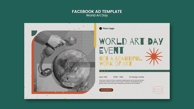 PSD world art day celebration facebook template