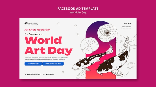 Modello facebook per la celebrazione della giornata mondiale dell'arte