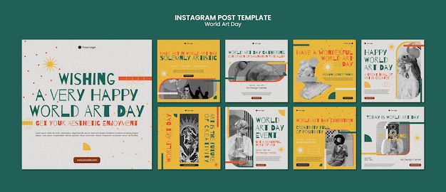 PSD post di instagram per la celebrazione della giornata mondiale dell'arte