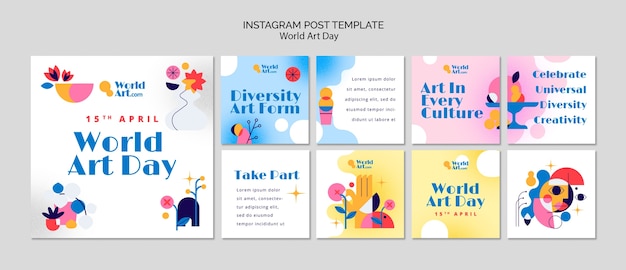 PSD post di instagram per la celebrazione della giornata mondiale dell'arte