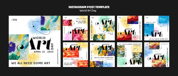 PSD post di instagram per la celebrazione della giornata mondiale dell'arte