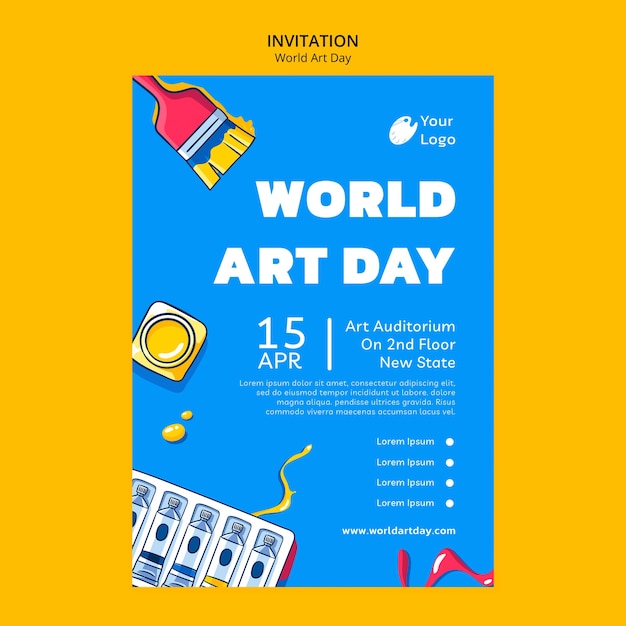 World art day celebration invitation template