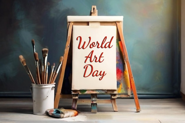 PSD world art day design with canvas